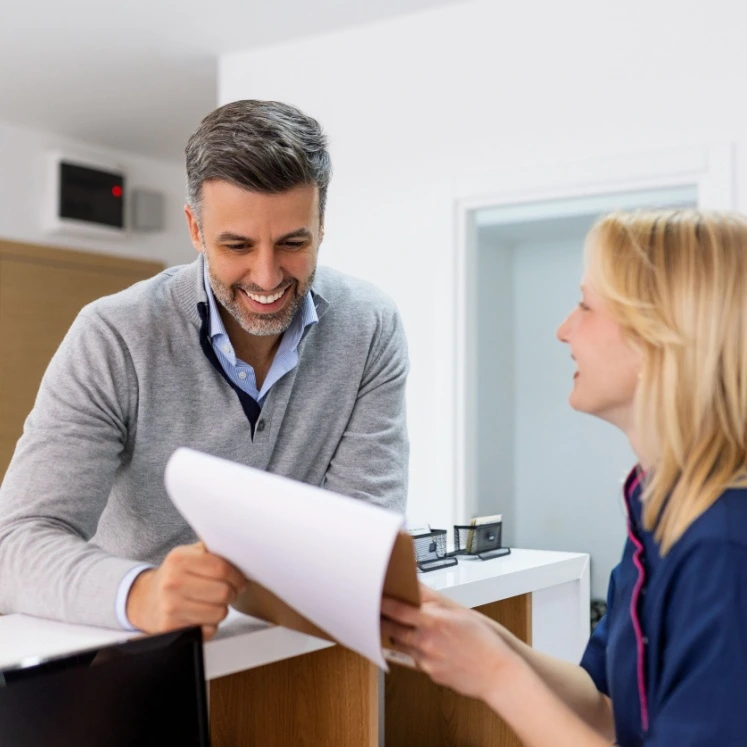 patient checking in before appointment