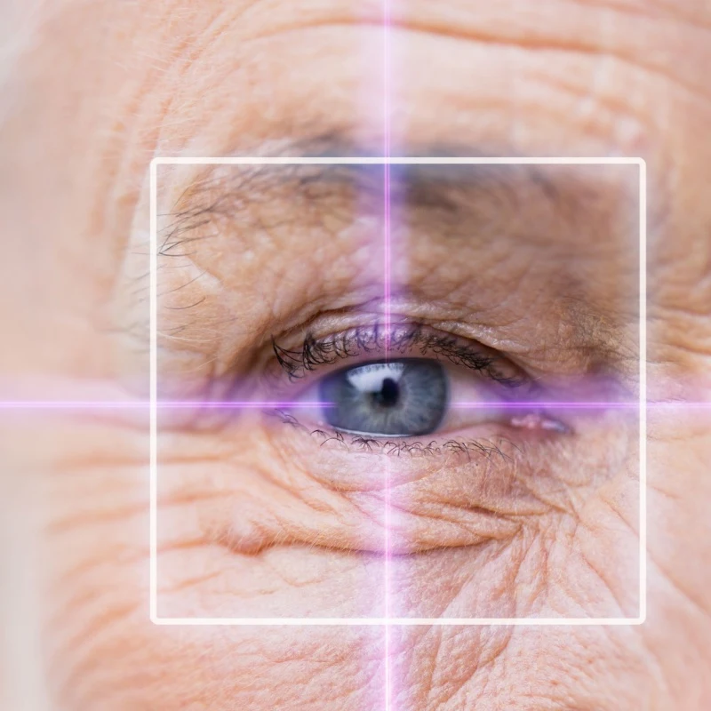 close up of senior woman's eye