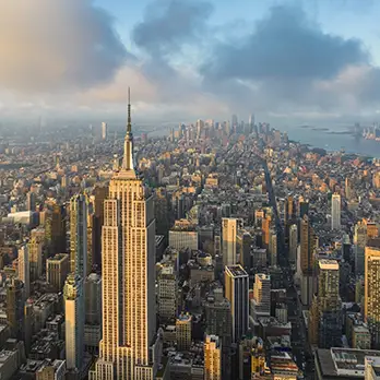 arial view of new york city skyline